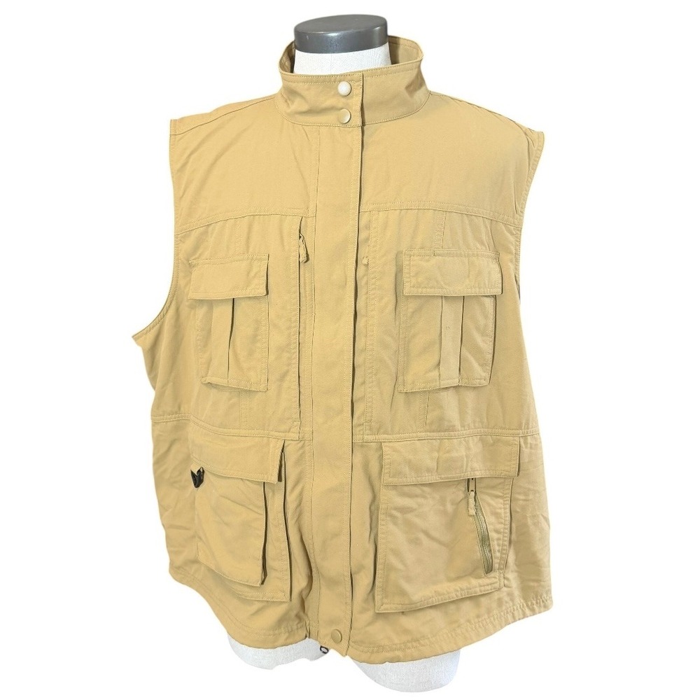 TravelSmith Mens 3X Tan Khaki Utility Safari Fishing Vest Multi Pocket 70315